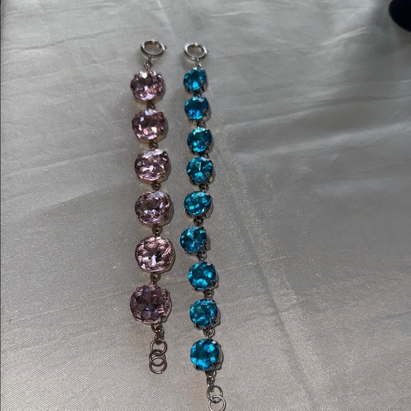 Elegant Pink and Blue Gemstone Bracelets - Picture 2 of 7
